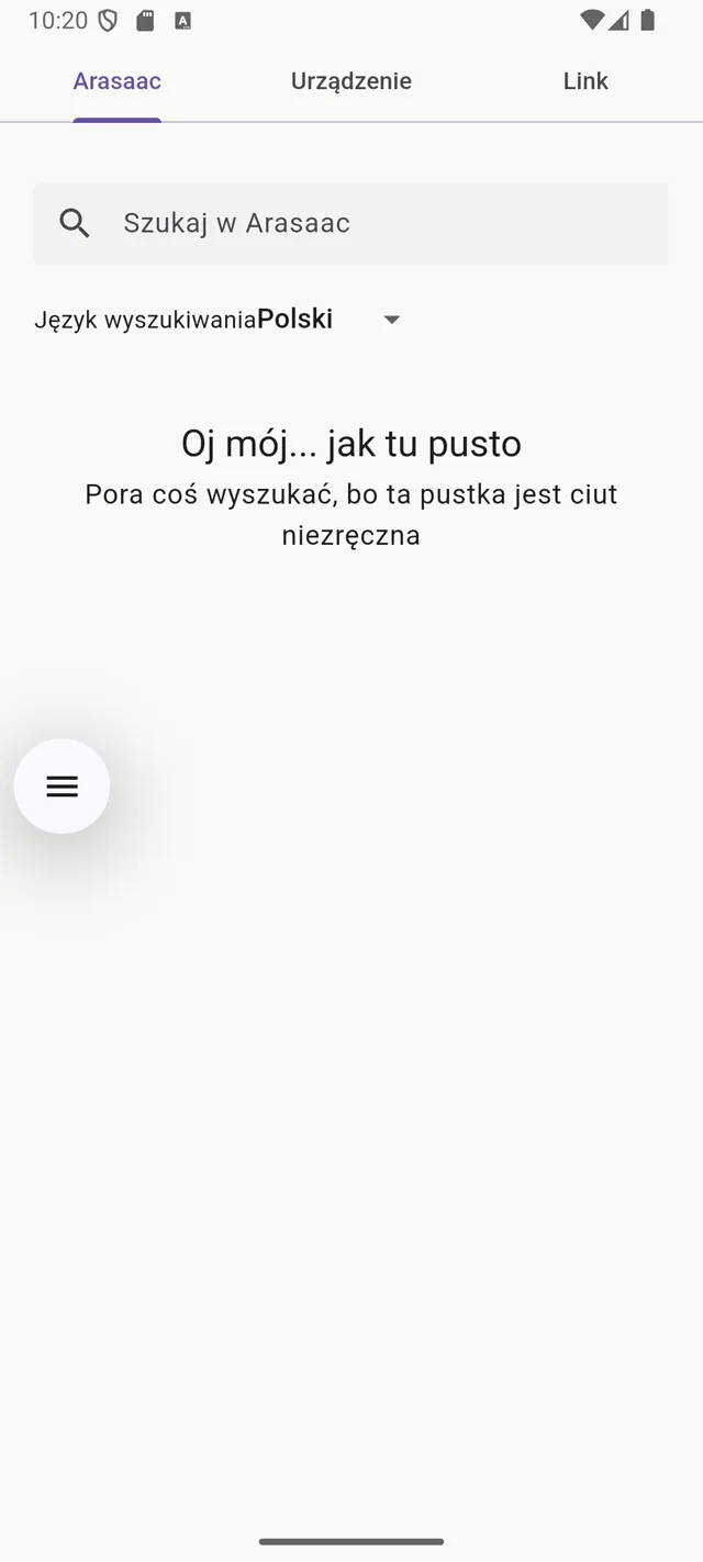 Stuknij fioletowy plus — otworzy się biblioteka Arasaac