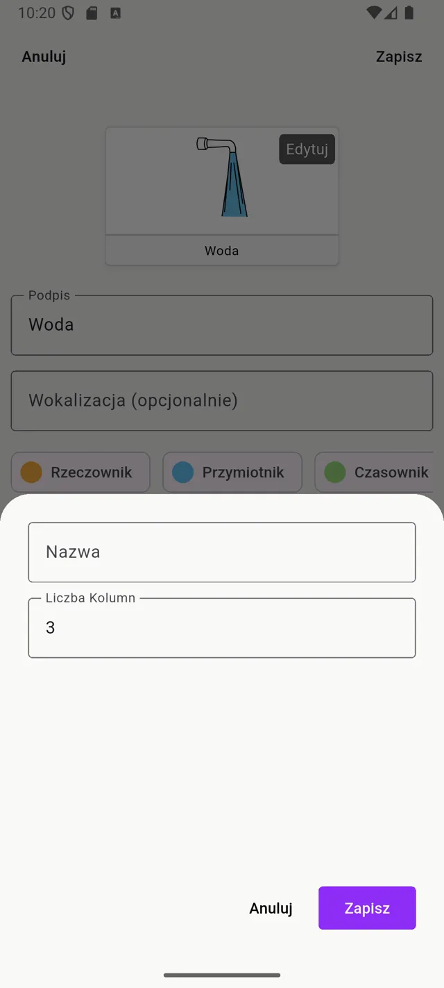 Stuknij Dodaj nową, aby stworzyć tablicę