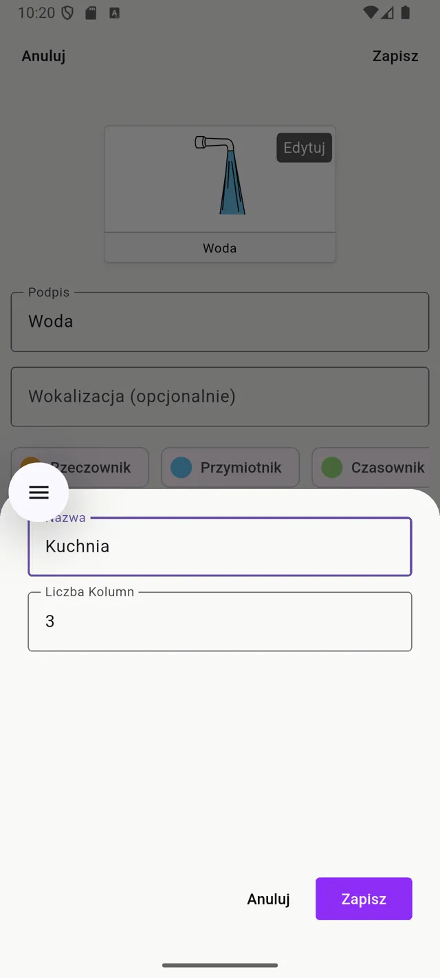 Nazwij tablicę i wybierz liczbę kolumn