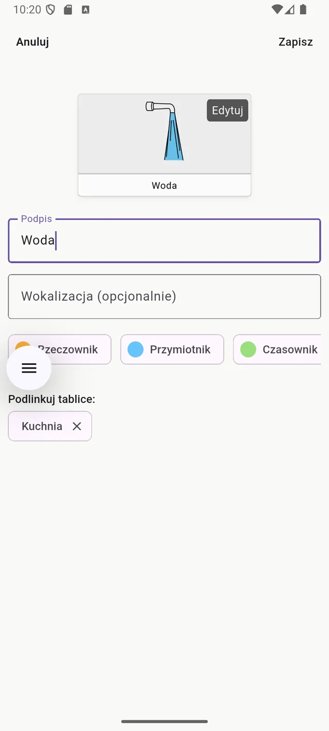 Zapisz — tablica zostaje podlinkowana do symbolu